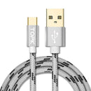 TOPK USB Type C Cable Striped Cotton Braided Wire Aluminum Casing Gold-plated Connector USB C Cable for Type-C Devices