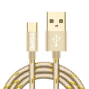 TOPK USB Type C Cable Striped Cotton Braided Wire Aluminum Casing Gold-plated Connector USB C Cable for Type-C Devices