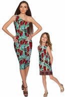 Toscana Adele Trendy Green Printed Shift Dress - Girls