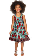 Toscana Sanibel Green & Red Pattern Empire Dress - Girls
