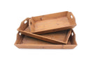 Trays Wooden Tray - 16.5" x 24.25" x 3.75" Brown, Country Cottage, Wooden - Serving Tray 3pcs HomeRoots