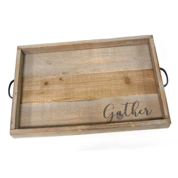 Trays Wooden Tray - 18"x 12"x 1.75" Natural Wood/Black "Gather" Wood Tray HomeRoots