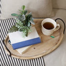 Trays Wooden Tray - 18" X 3.54" X 12.01" Natural Wood Metal Oval Tray HomeRoots