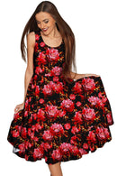 True Passion Vizcaya Black & Red Floral Party Dress - Women