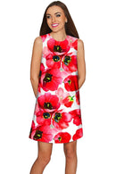 Tulip Salsa Adele Red Floral Summer Shift Dress - Women