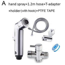 Two function toilet hand bidet faucet bathroom bidet shower sprayer brass T adapter 1.2m hose tank hooked holder easy install JadeMoghul Inc.