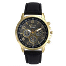 Unisex Casual Leather Quartz Analog Wrist Watch