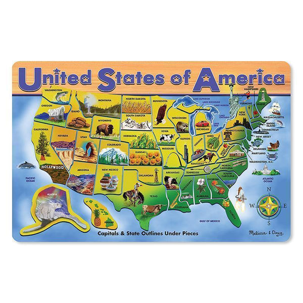 USA MAP WOODEN PUZZLE 16X12 45 PCS-Toys & Games-JadeMoghul Inc.