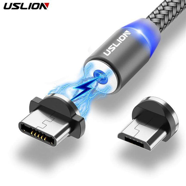 USLION LED Magnetic USB Cable Fast Charging USB Type C Phone Cable Magnet Charger Data Charge Micro USB For iPhone 11 For Xiaomi AExp