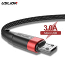 USLION Micro USB Cable 3A Fast Charging USB Data Cable Cord for Samsung Xiaomi Redmi Note 4 5 Android Microusb Fast Charge 3M 2M AExp