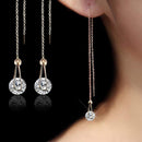 USTAR Water Drop long Earrings for women 2.0ct AAA Round cut Cubic Zirconia wedding Jewelry stud Earrings female brincos  gift