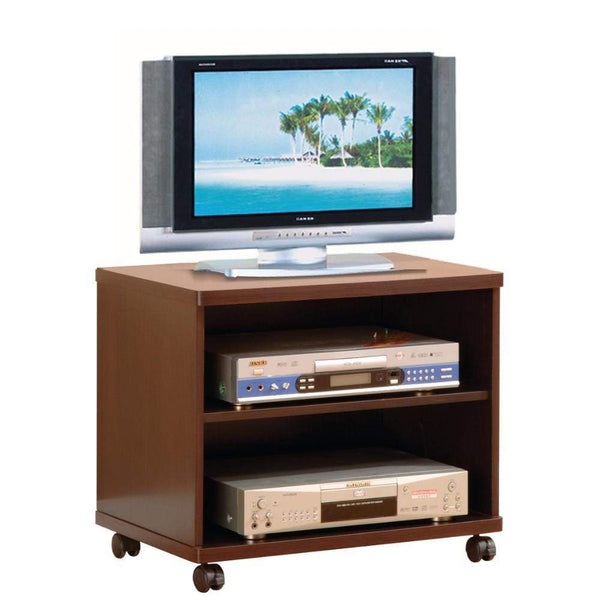 Transitional Style TV Cart With Open Shelves, Brown