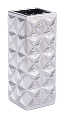Vases Ceramic Vase - 5.5" x 5.5" x 13" Silver, Ceramic, Medium Vase HomeRoots