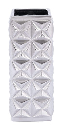 Vases Ceramic Vase - 5.5" x 5.5" x 13" Silver, Ceramic, Medium Vase HomeRoots