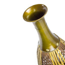 Vases Decorative Vases - 11'.5" X 11'.5" X 33'.25" Gray w/ Distressed Wood Bamboo, Metal Vase with a Decorative Band HomeRoots