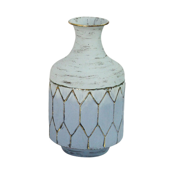 Vases Gold Vase - 6.69" X 6.69" X 12" Blue Gold Metal Table Vase HomeRoots