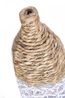 Vases Tall Floor Vases - 11" X 11" X 38" White And Natural Water Hyacinth Water Hyacinth Woven Floor Vase HomeRoots