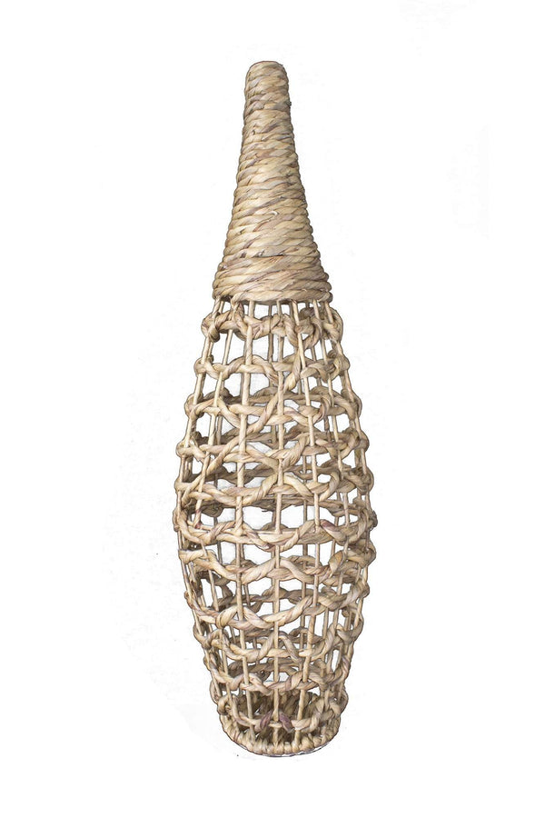 Vases Tall Floor Vases 12" X 12" X 38" Natural Water Hyacinth Water Hyacinth Woven Floor Vase 9756 HomeRoots