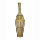 Vases Tall Vase - 12" X 12" X 41'.25" Champagne Bamboo, Metal Vase with a Band HomeRoots