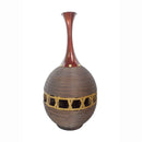 Vases Tall Vase - 14" X 14" X 29'.5" Champagne Bamboo, Metal Vase with a Band HomeRoots