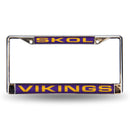 Honda License Plate Frame Vikings "Skol" Laser Chrome Frame
