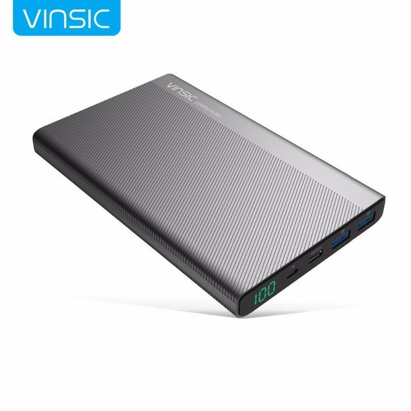 Vinsic 5V/3A 20000mAh Power Bank Type-C Dual USB External Battery Charger For iPhone X Xiaomi Mi8 Huawei Samsung S9 HTC JadeMoghul Inc. 