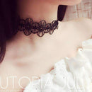 Vintage Retro Black Velvet Choker Necklace AExp