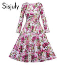Vintage Style Flared Floral Printed Dress AExp