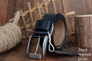 Vintage Style Pin Buckle Genuine Cow Leather Belt-XF008 black-100cm-JadeMoghul Inc.