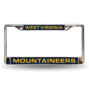 Mercedes Benz License Plate Frame W. Virginia Blue Laser Chrome Frame