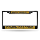 Black License Plate Frame Wake Forest Black Laser Chrome Frame