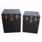 Wall Panels Set Of 2 Wood and Faux Leather Parker decorative Trunks, Black Benzara