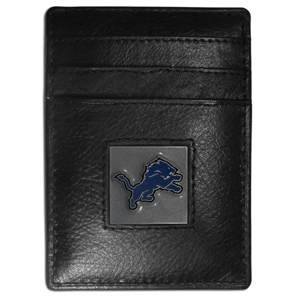 Wallets & Checkbook Covers NFL - Detroit Lions Leather Money Clip/Cardholder Packaged in Gift Box JM Sports-7