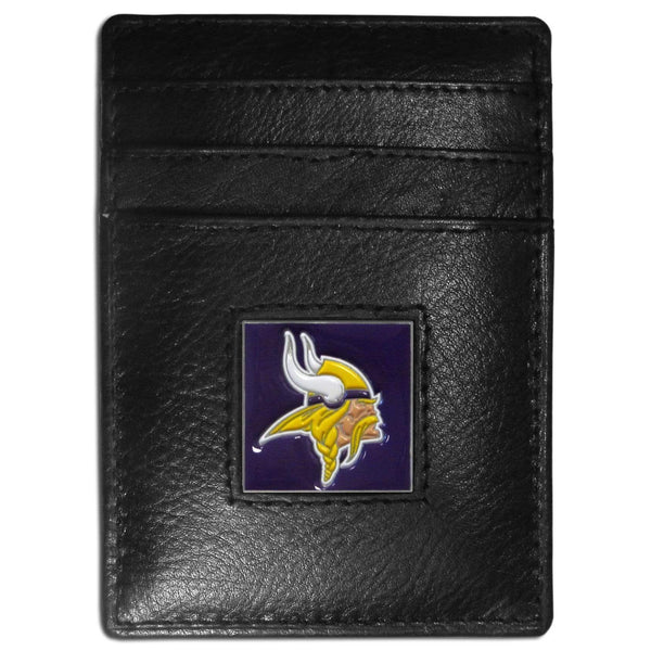 Wallets & Checkbook Covers NFL - Minnesota Vikings Leather Money Clip/Cardholder Packaged in Gift Box JM Sports-7