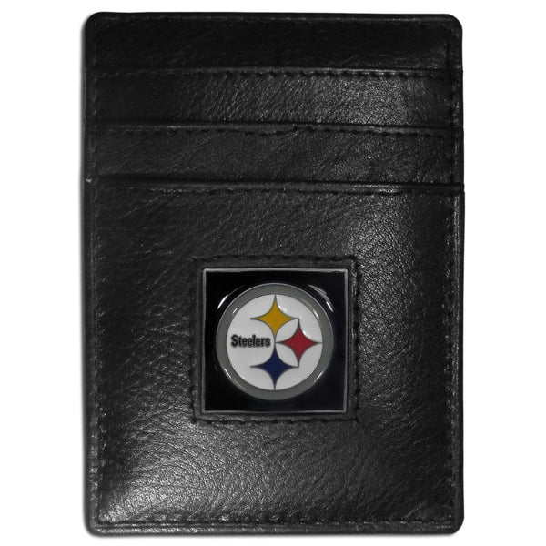 Wallets & Checkbook Covers NFL - Pittsburgh Steelers Leather Money Clip/Cardholder Packaged in Gift Box JM Sports-7