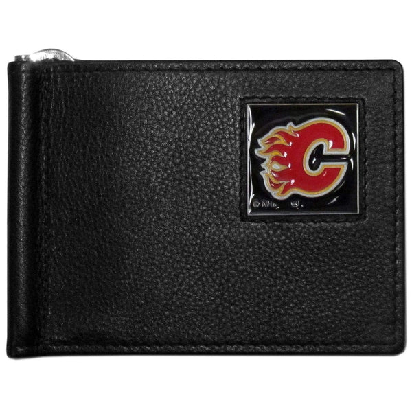Wallets & Checkbook Covers NHL - Calgary Flames Leather Bill Clip Wallet JM Sports-7