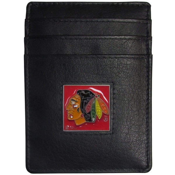Wallets & Checkbook Covers NHL - Chicago Blackhawks Leather Money Clip/Cardholder Packaged in Gift Box JM Sports-7