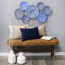 Walls Cheap Wall Decor - 35.9" X 1.97" X 21" Blue White Metal Wall Decor HomeRoots