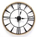 Walls Decorative Wall Clocks - 29.53" X 2.17" X 29.53" Natural Black Wood Metal Wall Clock HomeRoots