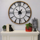Walls Decorative Wall Clocks - 29.53" X 2.17" X 29.53" Natural Black Wood Metal Wall Clock HomeRoots