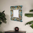Walls Decorative Wall Mirrors - 17'.5" X 17'.5" X 1'.75" Blue Metal, Glass Hanging Wall Mirror HomeRoots