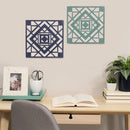 Walls Metal Wall Decor - 12.2" X 0.4" X 12.2" Blue White Metal Mdf Wood Veneer Wall Decor HomeRoots