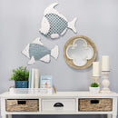 Walls Metal Wall Decor - 16.5" X 0.63" X 14.75" White Blue Metal Wall Decor HomeRoots