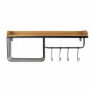 Walls Metal Wall Decor - 26" X 7" X 10" Walnut Wood Black Metal Wood Wall Organizer HomeRoots