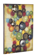 Walls Metal Wall Decor - 34" X 4" X 27" Metallic Multi Color Metal Large Vertical Wall Panel With D Metal Circles HomeRoots