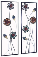 Walls Metal Wall Decor - 39" X 6" X 15" Metallic Multi-Color Metal Garden S And Blooms Vertical Wall Panel Set HomeRoots