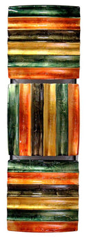 Walls Metal Wall Decor 8" X 2'.75" X 24'.5" Gold, Green And Copper Metal Vertical 3-Panel Metal Wall Decor 4482 HomeRoots