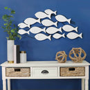 Walls Modern Wall Decor - 42.32" X 1.18" X 19.69" White Metal Mdf Wood Veneer Wall Sculpture HomeRoots