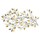 Walls Rustic Wall Decor - 32" X 1" X 20" Gold on Beige Gorgeous Blowing Leaves Wall Decor HomeRoots