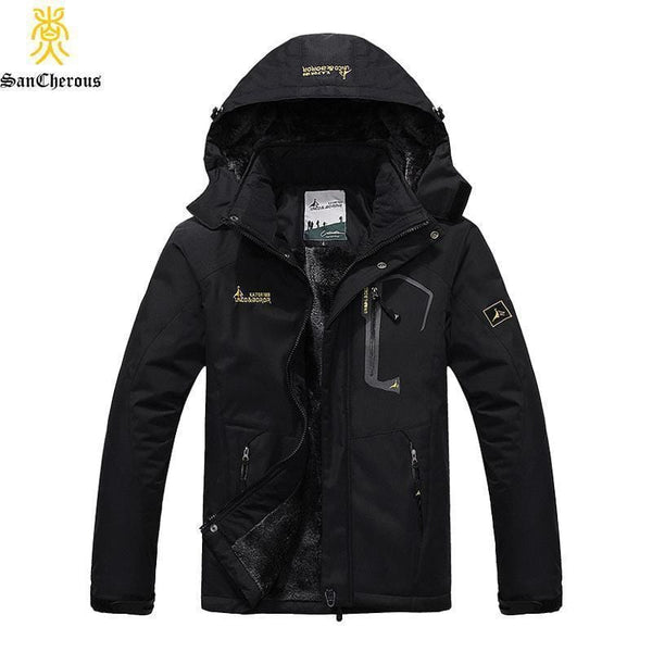 Warm Outwear Winter Jacket For Men / Windproof Hooded Jacket-Black-L-JadeMoghul Inc.